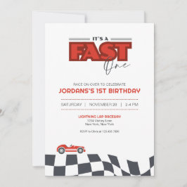 Fast One First Birthday Race Car Invitation Inbjudningar