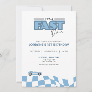 Fast One First Birthday Race Car Invitation Inbjudningar