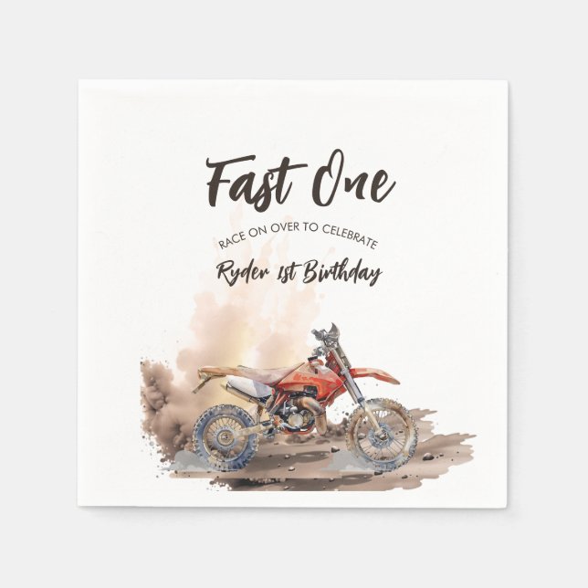 Fast One Little Racer First Birthday Pappersservett (Framsidan)
