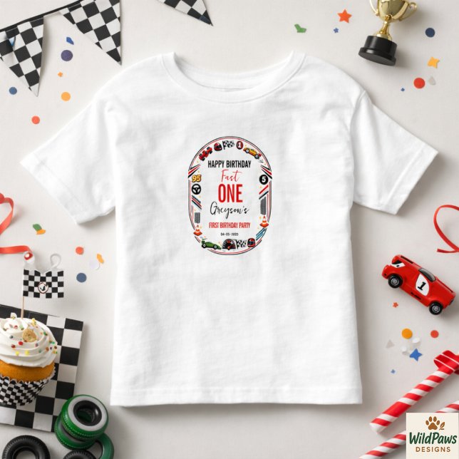 Fast One Race Car Boy 1st Birthday Party T Shirt (Fast One Race Car Boy 1st Birthday Party Toddler T-shirt
)