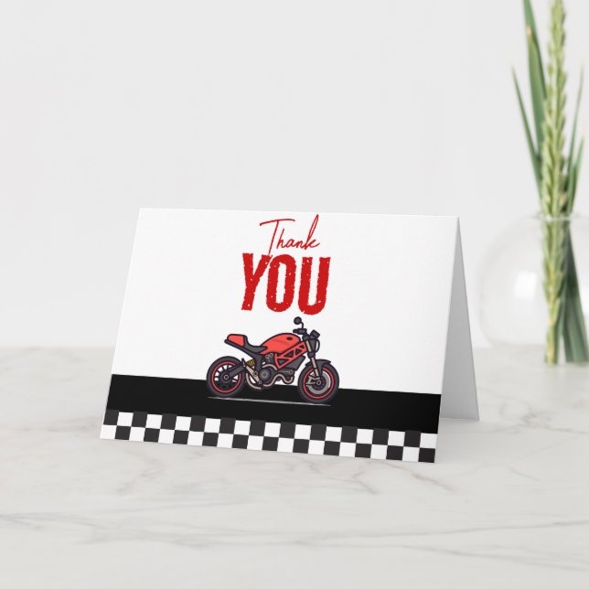 Fast One Race Car Boy 1st Birthday Party Tack Kort (Framsida)