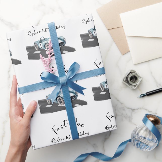 Fast One Race Car First Birthday Presentpapper (Gifting)