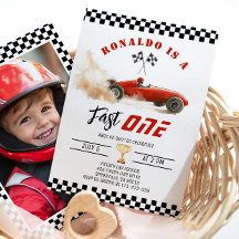 Fast One Red tävling car Boy 1:a födelsedagsfoto