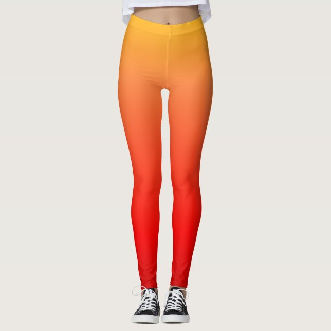 Fäst Orange och rött skinn Leggings (Framsida)