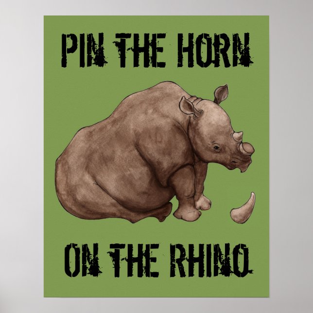 Fäst på hornet på Rhino-Poster Poster (Framsidan)