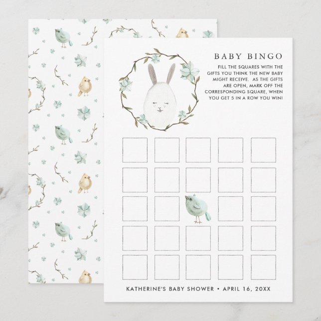 Fäst Påsk | Vår Baby Shower Bingo Inbjudningar (Fram/baksida)