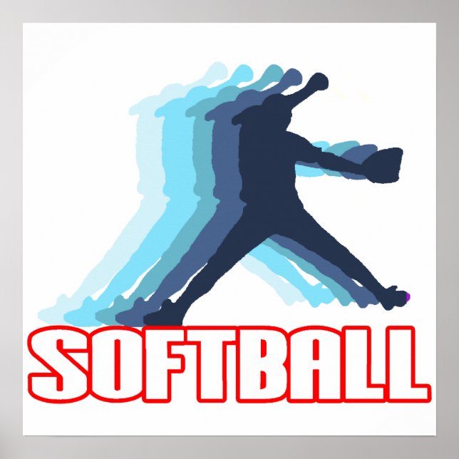 Fast Pitch Softball Silhouette Poster (Framsidan)