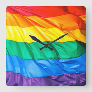 Fast pride - gay prideflaggaCloseup Fyrkantig Klocka