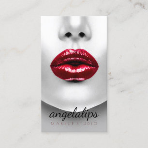 Fast Röd Läpp Permanent Makeup Artist Visitkort