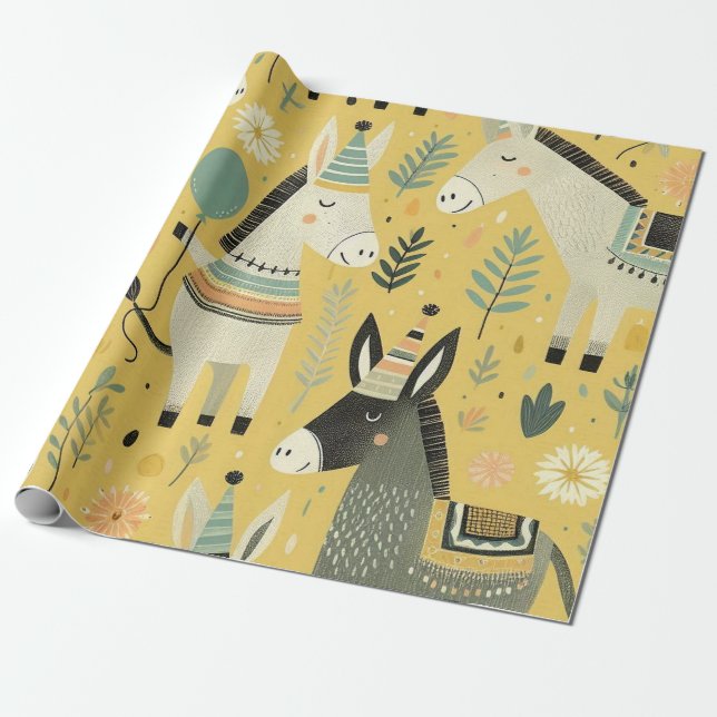 Fäst Svan på Donkey Wrapping Papper Presentpapper (Utrullad)