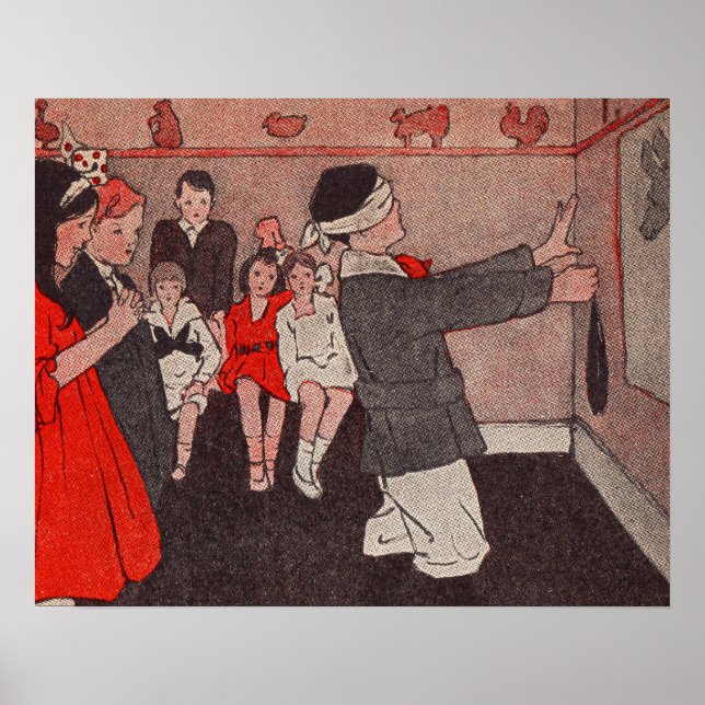 Fäst svansen Åsna Vintage Barn Poster (Framsidan)