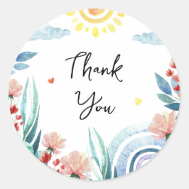 Fäst Tacken för babyduschen med design. Runt Klistermärke