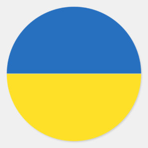 Fast Ukraina Flagga Färg Runt Klistermärke