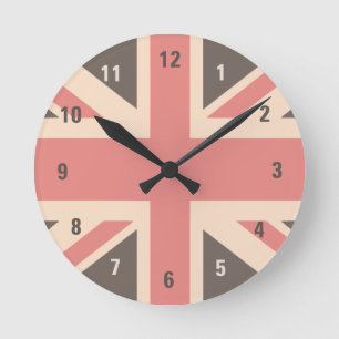 Fäst Union Jack UK Flagga Rund Klocka