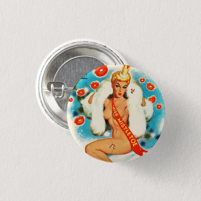 Fäst upp Flickans Vintage Art - Knappen Pinback Knapp (Framsida & baksida)