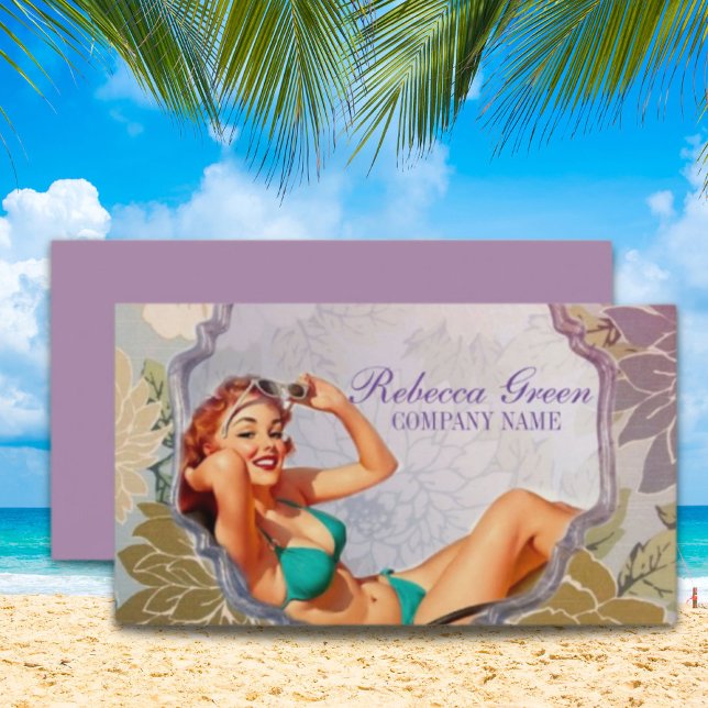 Fäst upp Girl Hair Makeup Stylist Tanning Salon Visitkort (Pin Up Girl Hair Makeup Stylist Tanning Salon Business Card)