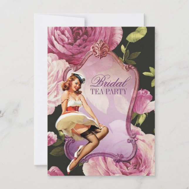 Fäst upp hemmafru Retro Sailor Möhippa Inbjudningar (Framsida)