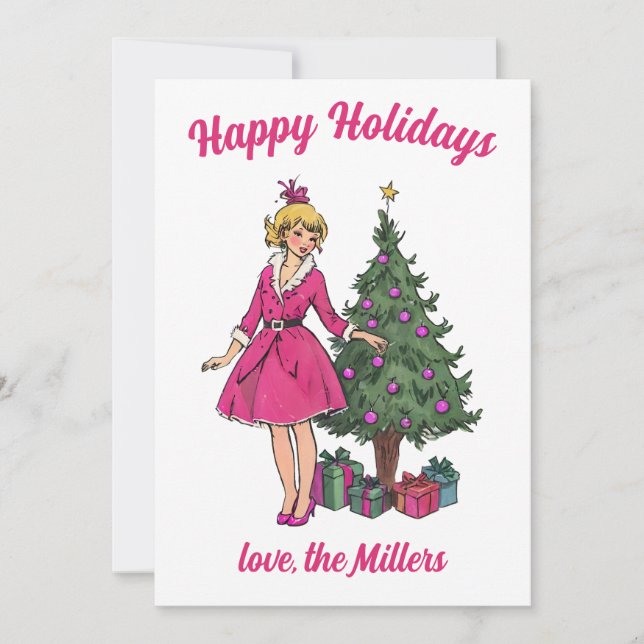 Fäst upp jullekort för flickor inbjudningar (Framsida)