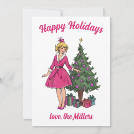 Fäst upp jullekort för flickor inbjudningar