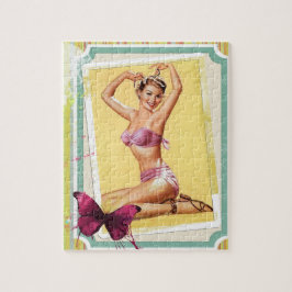 Fäst upp vintage bikini-skrapbok stil pussel