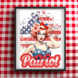 Fäst upp Vintagen Retro American Patriot Söt Girl Poster