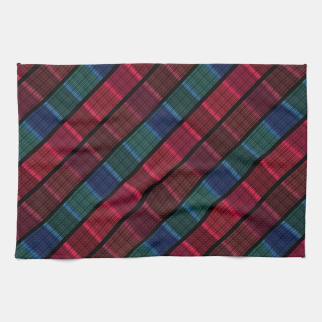 Fäst, vackert plaid, flerfärgat plaid,tartan kökshandduk (Horisontell)