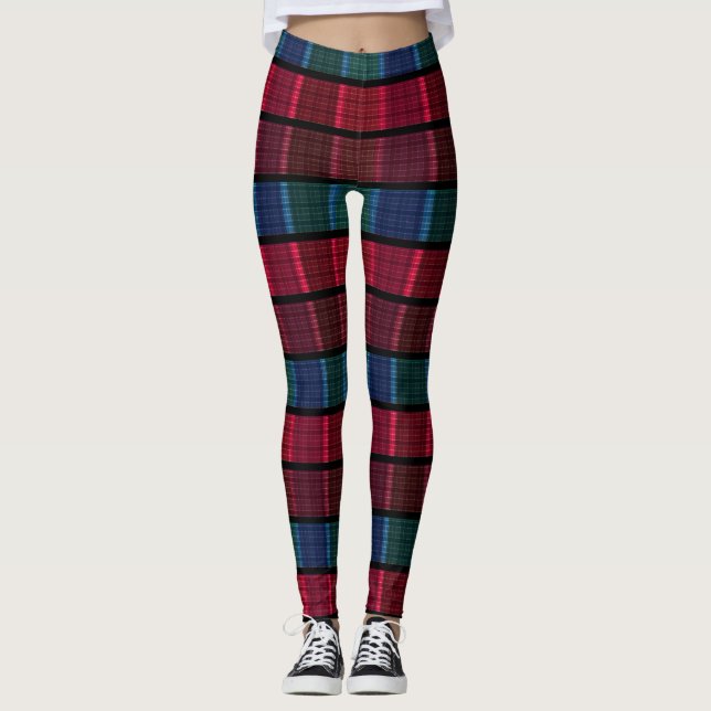 Fäst, vackert plaid, flerfärgat plaid,tartan leggings (Framsida)