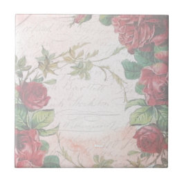 Fäst Vintage Blommigt Brev Kakelplatta