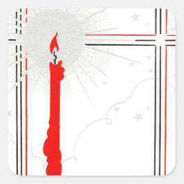 Fäst Vintage Deco-julljus i fönster Fyrkantigt Klistermärke