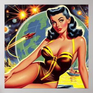Fäst vintage Space-stift Poster