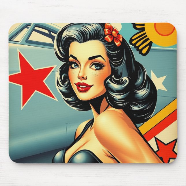 Fäst Vintagen Nose Art Stil Mousepad Musmatta (Framsidan)