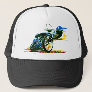 Fasta den enorma speedwaymotorcykeln keps