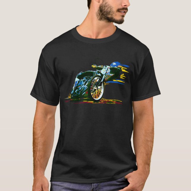 Fasta den enorma speedwaymotorcykeln tee shirt (Framsida)