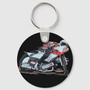 Fasta den röda speedwaymotorcykeln nyckelring