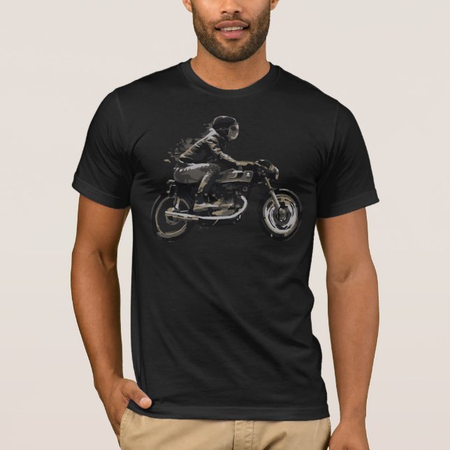 Fasta den tävlings- CafeRacerMotorcyle ryttaren T-shirt (Framsida)