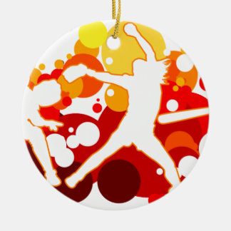 Fasta gradsoftballspelare julgransprydnad keramik