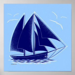 Fasta seglingen! nautiskt vintage. poster