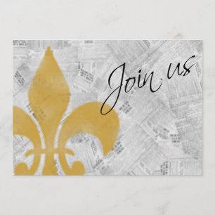 Fästade Fleur de Lis Newspaper New Orleans Inbjuda Inbjudningar