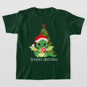 Fästande julfantasi draken lägger till text t shirt