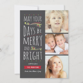 Fästande Merry & Bright 3-fotojulkort Julkort