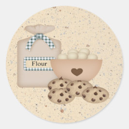 Fästare för bakade varor runt klistermärke