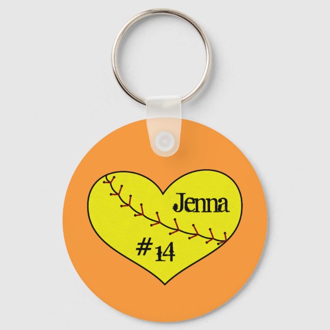 Fastbeck Softball Heart-Nyckelring Nyckelring (Framsida)