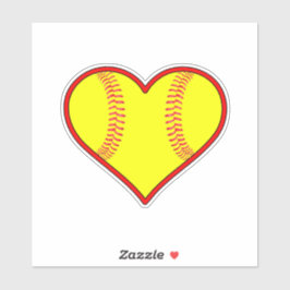 Fastbeck Softball Heart Shape Decorative Sports Klistermärken