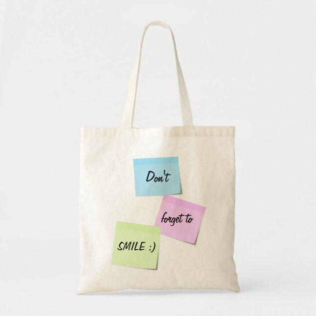 Fäster anteckningar Cute Pastel färg Smile text Tygkasse (Framsidan)