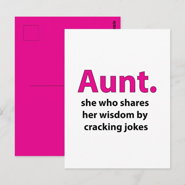 Faster Aunt Faster är inte texten, utan "Aunt Quot Vykort (Fram/baksida)