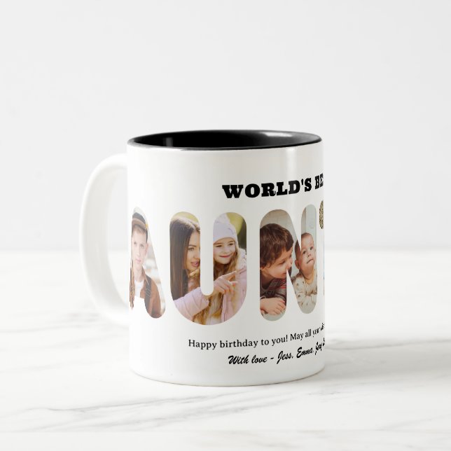 Faster Custom Word Fotosammanställning Världens Bä Två-Tonad Mugg (Framsida vänster)