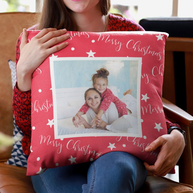 Faster julpresent med eget foto kudde (Aunt Niece Custom Photo Red Christmas Throw Pillow
)