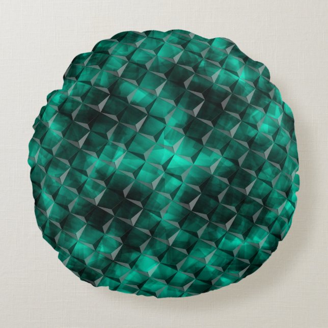 Fäster mot trianglar nedfläckad i vissa emerald fä rund kudde (Framsidan)