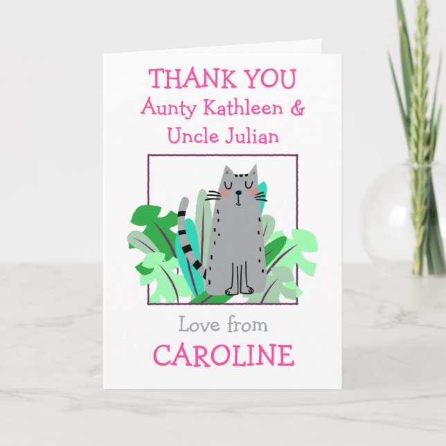 Fasterbror Namn Söta Kattblad Barn Vita Tack Kort (Framsida)