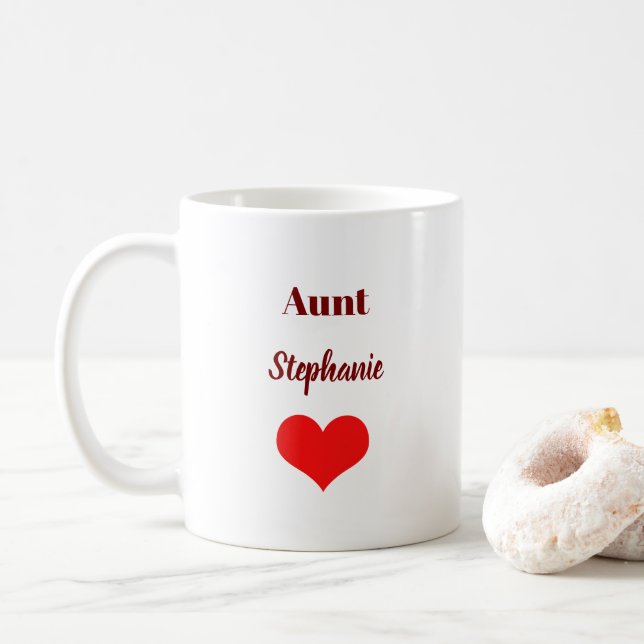 Fasterpresenter med monogramnamn Burgunderröd hjär Kaffemugg (Med munk)